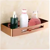 Badezimmer-Regal, schwebende Regale, Dusch-Caddy, quadratisches Badezimmer-Eckregal, Seifenschale, Bad, Shampoo, Organizer, Regal, Abtropfgestell, Wandmontage, Küchenregal/Roségold, eine Eta