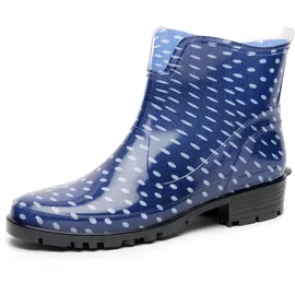 Ladeheid Gummistiefel Damen Kurz Wasserdicht Damenschuhe Elegant und Bequem La-930 (dunkelblau/dots, 36 Eu)