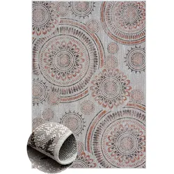 Teppich "Sonic", beige (cream,schwarz,braun), B:240cm H:6mm L:320cm, Polypropylen, MYFLAIR MÖBEL & ACCESSOIRES, Teppiche, Ethno Design, Kreise, Outdoor geeignet, Balkon, Terrasse
