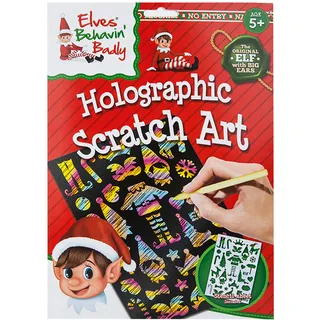 Weihnachts-Elf Holographisches Kratzkunst Gravurset Mit Schablonenblatt