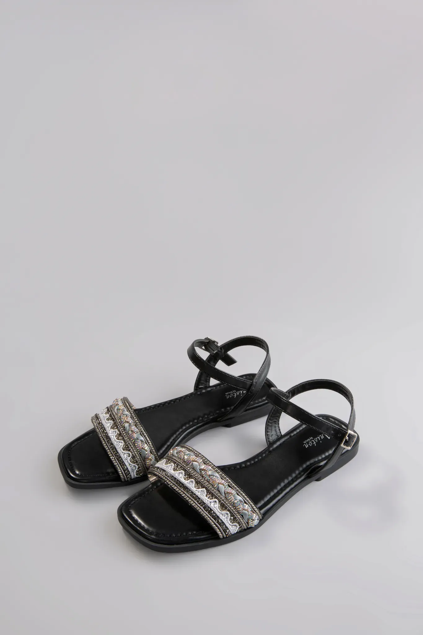 Riemchensandale ANISTON SHOES, Damen, Gr. 40, schwarz, Lederimitat, Schuhe Riemchensandale, Sommerschuh, Sandalette, Glitzersteine