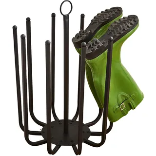 Direct Online Houseware House of Home - Gummistiefelständer im Vintage-Stil, Gummistiefelständer für drinnen und draußen für 5 Paar, robuste Stiefelaufbewahrung aus Stahl mit schwarzer Beschichtung