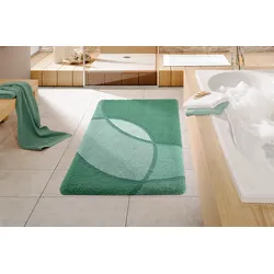 Badematte KLEINE WOLKE "Kent", grün, H:20mm, Polyacryl, Badematten, Badteppich, modernes Design, Hoch-Tief Effekt, waschbar