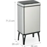 Relaxdays Mülleimer Sensor, 40 l, elektrischer Deckel, Müllbeutelhalter, Küchenmülleimer, Abfalleimer, Silber