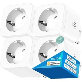 Meross Smart WLAN Steckdose Mit Strommessung16A, WiFi Alexa Steckdose 4er Pack mit App Fernsteuerung & Zeitschaltuhr, Kompatibel Mit Apple HomeKit, Alexa, Google Home, SmartThings