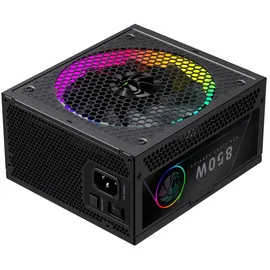 gamemax RGB 850G Netzteil PC 850W Vollmodulares, 80 Plus Gold, LLC + DC‐DC, ARGB Sync, Japanische Kondensatoren, 140mm ARGB FDB Lüfter, 9 Schutzfunktionen, 10 Jahre Garantie, Schwarz