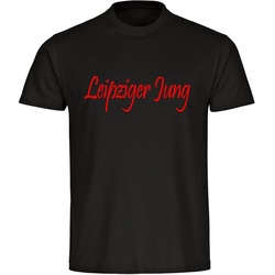 multifanshop T-Shirt Herren Leipzig - Leipziger Jung - Männer schwarz L