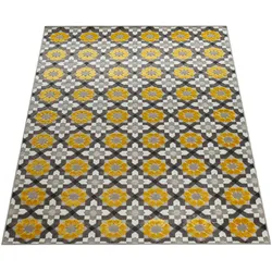 Teppich PACO HOME "Charleroi 492", gelb, B:120cm H:3mm L:170cm, Polypropylen, Teppiche, 3D-Design, Motiv Blüten, In- und Outdoor geeignet
