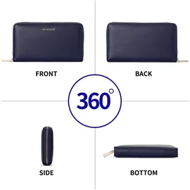 Frentree Frentree® Clutch Geldbörse Damen - Portemonnaie Damen mit 16 Kartenfächern und Smartphonefach Herbst- und Winterfarben - Nachtblau