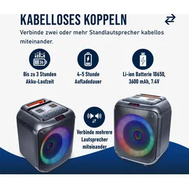 Fontastic Lizz, drahtloser Party-Lautsprecher, 60W, Mikrofon & LED