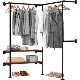 Woltu Garderobenständer mit Regalen Schwarz