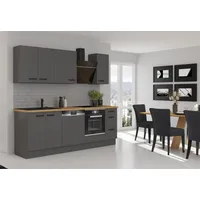 Küchen-Preisbombe Küchenzeile NESSA Basic 240 cm Anthrazit Grau