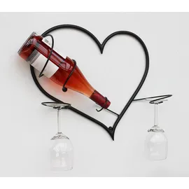 DanDiBo Ambiente DanDiBo Wandbild Weinregal Herz Flaschenständer aus Metall 38 cm Flaschenhalter