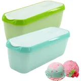 WOKICOR 2er-Set Eisbehälter für Speiseeis 1.5 L, Eiscreme Behälter, Eisbehälter für Selbstgemachtes Eis, Gefrierdosen, Eis-Container BPA-frei in Lebensmittelqualität Tiefkühldosen
