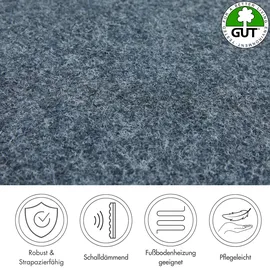 Andiamo Teppichboden ANDIAMO "Invita, Nadelvlies, Gesamthöhe 5 mm, Luxusklasse LC1", grau (stahl), B:400cm L:700cm, Kunstfaser, Teppiche, melierte Optik, Breite 200 cm oder 400 cm, robust & strapazierfähig