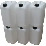 kanister-vertrieb® 6 Stück 25 Liter 25 L Kanister Camping Outdoor Wasserkanister lebensmittelecht Farbe natur inkl. Etikett (6x25 knn)