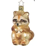 Inges Glas Christbaumschmuck Waschbär Glas 9cm braun