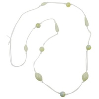 Gallay Perlenkette Kette mint-türkis-gelb, Kordel weiß (1-tlg) blau