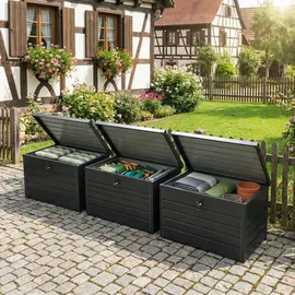 prestige home living outdoor Metall-Aufbewahrungsbox Gartentruhe 300L 100 x 61 x 62 cm Grau