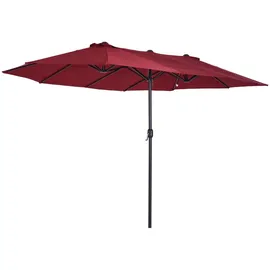 Outsunny Doppelsonnenschirm 460 x 270 cm Weinrot
