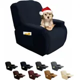 Sesselbezug Für 1-sitzer-relaxsessel, 4-teiliger Stretch-sesselbezug Mit Seitentasche, Universeller, Waschbarer Massagesesselbezug, Marineblau