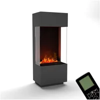 GLOW FIRE Elektrokamin OGF 1 Wasserdampf Kamin, Standkamin, Elektrischer Kamin, Wasserdampfkamin mit 3D Feuer und Knisterfunktion grau