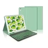 IVEOPPE Tastatur iPad 9. Generation, iPad 10.2" Tastatur mit Hülle (iPad 9./8./7. Generation), Magnetisch Abnehmbarer mit QWERTZ Tastatur für iPad Air 3 und iPad Pro 10.5, MinzGru?n