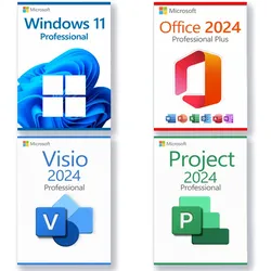 Microsoft Windows 11 Professional + Microsoft Office 2024 Professional Plus + Microsoft Project 2024 Professional + Microsoft Visio 2024 Professional