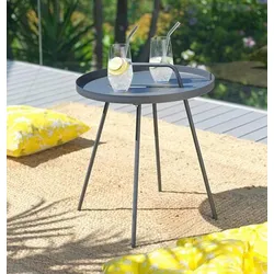 Gartenbeistelltisch Nizza Anthrazit abnehmbares Tablett