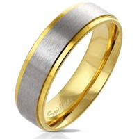 BUNGSA Partnerring Ring Verlobungsring Paarring zweifarbig aus Edelstahl Unisex (Ring, 1-tlg), Damen Herren silberfarben 54 (17.2)