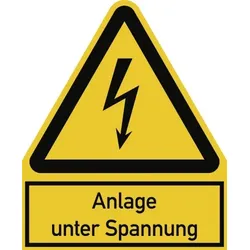 Anlage unter Spannung ISO 7010, Kombischild, Folie, 200x244 mm