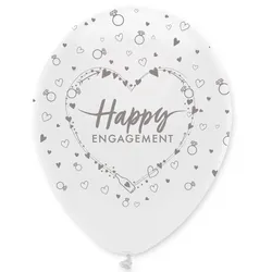 6 Happy Engagement Luftballons 30cm