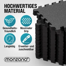 monzana MONZANA® 36x Bodenschutzmatten Fitness & Pool mit Randstücken 30 x 30 cm 3 qm Rutschfest EVA-Schaumstoff Puzzlematte Trainingsmatten Fitnessgeräte