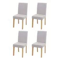 Mendler 4er-Set Esszimmerstuhl Stuhl Küchenstuhl Littau ~ Textil, creme-beige,