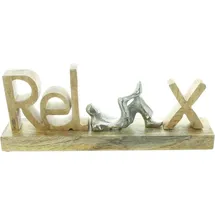 Dekoleidenschaft Schriftzug "Relax" aus Mangoholz & Aluminium, 32 cm breit, Deko Aufsteller, Holzbuchstaben