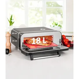 Genius Chef elektrischer Pizzaofen 10 in 1 8 tlg, 400°C, 2000 Watt, integrierter Airfryer, Steakgrill, Pizzastein und Pizzaschieber inklusive, 4 Modi, Warmhalten mit 3-Fach-Verglasung