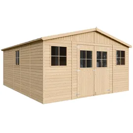 TIMBELA Gartenhaus 4,93 x 4,93 m Beige