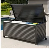 Mirador Auflagenbox Gartenbox Aluminium Anthrazit Kissenbox fur Garten Balkon (Komplett-Set, 1-tlg), Rollbar, Haltegriffe, Gasdruckfedern schwarz 1064 l