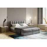 Trada City Boxspringbett 160x200 mit Bettkasten und Topper Grau