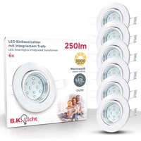 B.K.Licht LED Einbauleuchte »Hila«, 6er-Set, inkl. GU10 LED-Leuchtmittel, Leuchtenkopf schwenkbar, Schutzart IP23, weiß