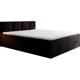 Trada Royal Boxspringbett 180x200 mit Bettkasten Bonell H3 mit Topper Schwarz - Schwarz