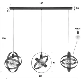 KAWOLA Hängeleuchte DILLY Hängelampe 3-flammig Metall schwarz