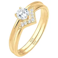 Elli Set Solitär Dreieck Zirkonia Edel 925 Silber 52 Damen