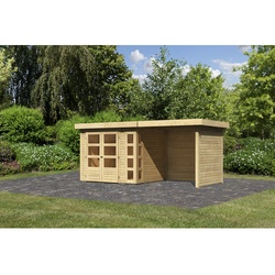 KARIBU Gartenhaus »Kerko 3«, Holz, BxHxT: 462 x 211 x 217 cm (Außenmaße inkl. Dachüberstand) - beige