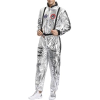 FROON Astronaut Kostüm Herren Damen Silber,Weltall Raumfahrer Kostüm,Karneval Kostüm,Unisex Metallic Spaceman Kostüm Astronauten Overall Paare für Cosplay Party Karneval Fastnacht Kleidung