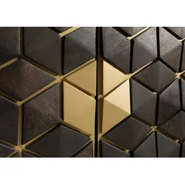 Massivmoebel24 Standvitrine Mango 99 x 40 x 200 cm Grau Geölt
