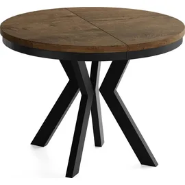 WFL GROUP Runder Ausziehtisch 80-130 x 77 cm dunkelbraun
