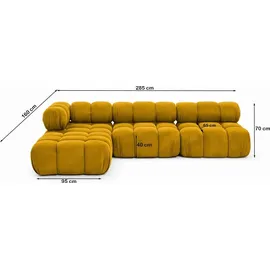 kaiser möbel Ecksofa Modulare L-Form, Veloursstoff Salvador, Gelb, Links, Selia - Gelb