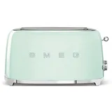 SMEG Langschlitztoaster mit Brötchenaufsatz 2 Scheiben Hochglanz, 2 lange Schlitze, für 2 Scheiben, 1500,00 W, Auftauen, Rösten, Stopp - Türkis - Türkis