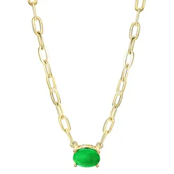 Kette mit Anhänger FIRETTI "Schmuck Geschenk Silber 925 Halsschmuck Halskette Ankerkette Oval", gold (gelbgoldfarben, grün), Halsketten, Damen, Silber 925 (Sterlingsilber), L: 45cm B: 3mm, mit Smaragd, B:3mm